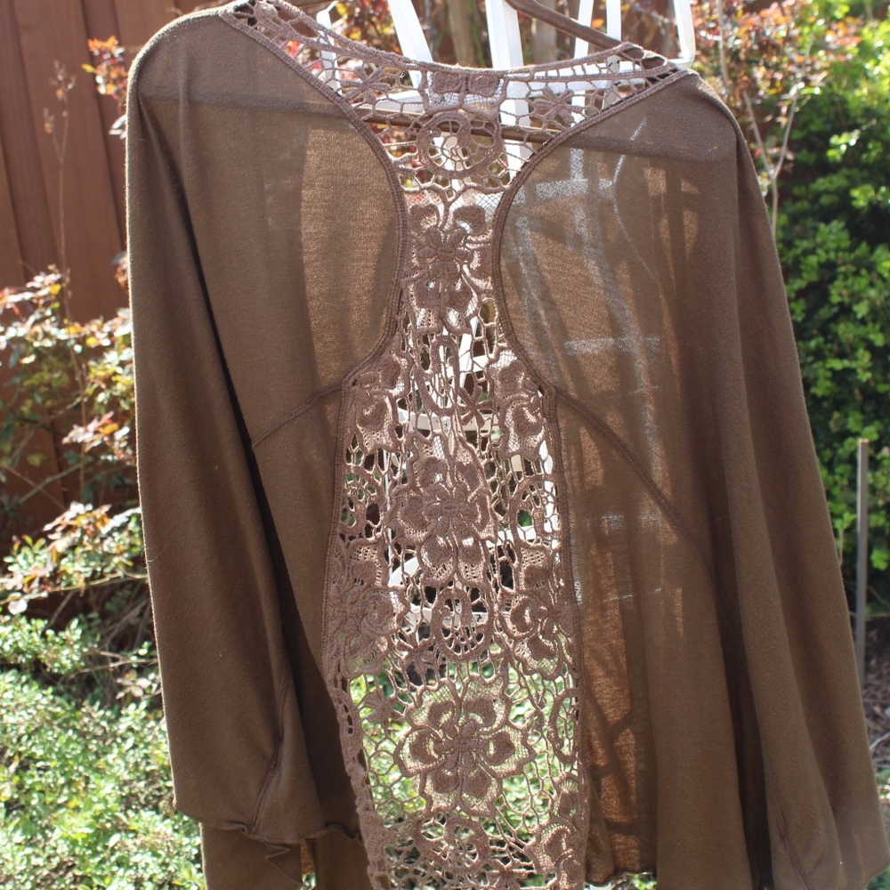 Unity Size 2x Brown Short Jacket w/ Floral Cutout